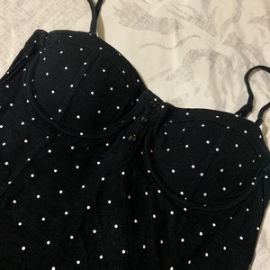 Black Polka Dot Bustier Top
